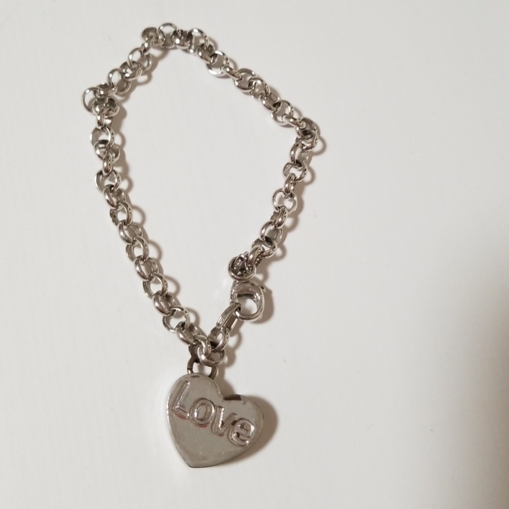 Sterling silver 925 bracelet with heart pendant